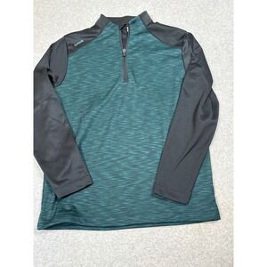 Ping SensorWarm Mens Medium Green Black Space Dye Quarter Zip Golf Pullover